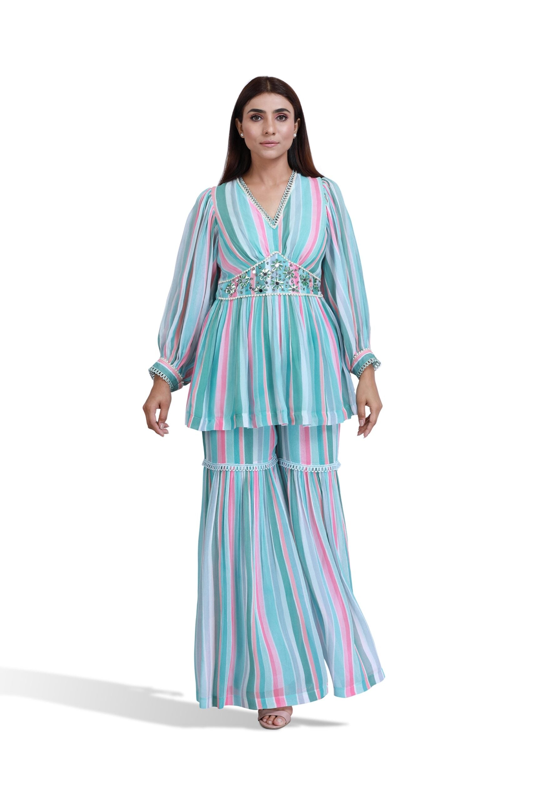 Kiyana Stripe Sharara Set
