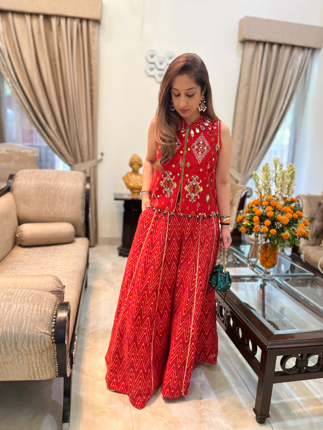 Khushi Ikat Bandhini Jacket Set with Kalidar Pants