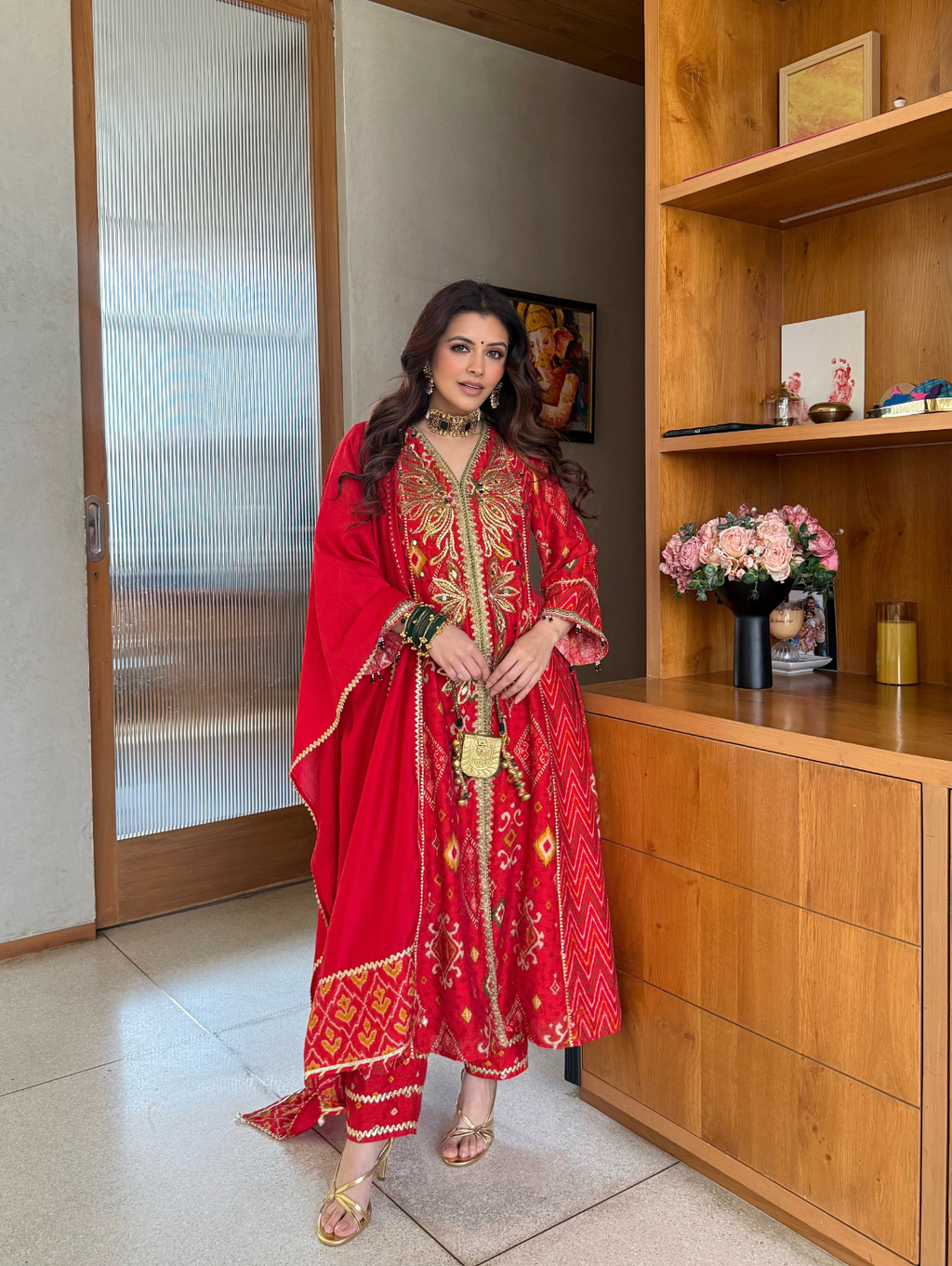 Mitali Ikat Bandhini Kalidar Kurta Set