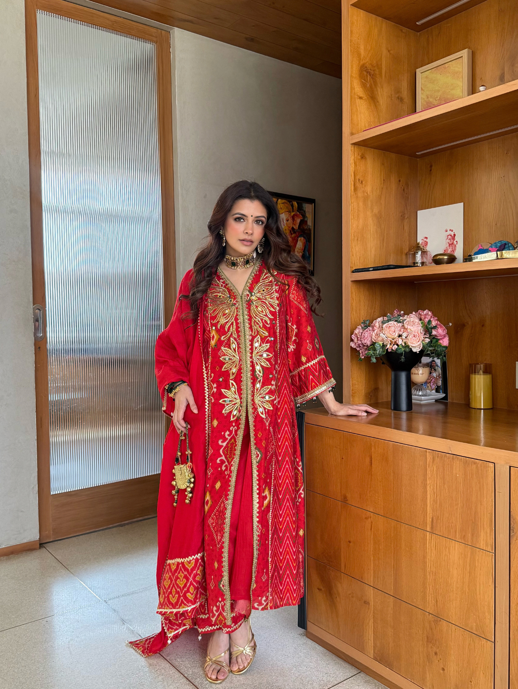 Mitali Ikat Bandhini Kalidar Kurta Set