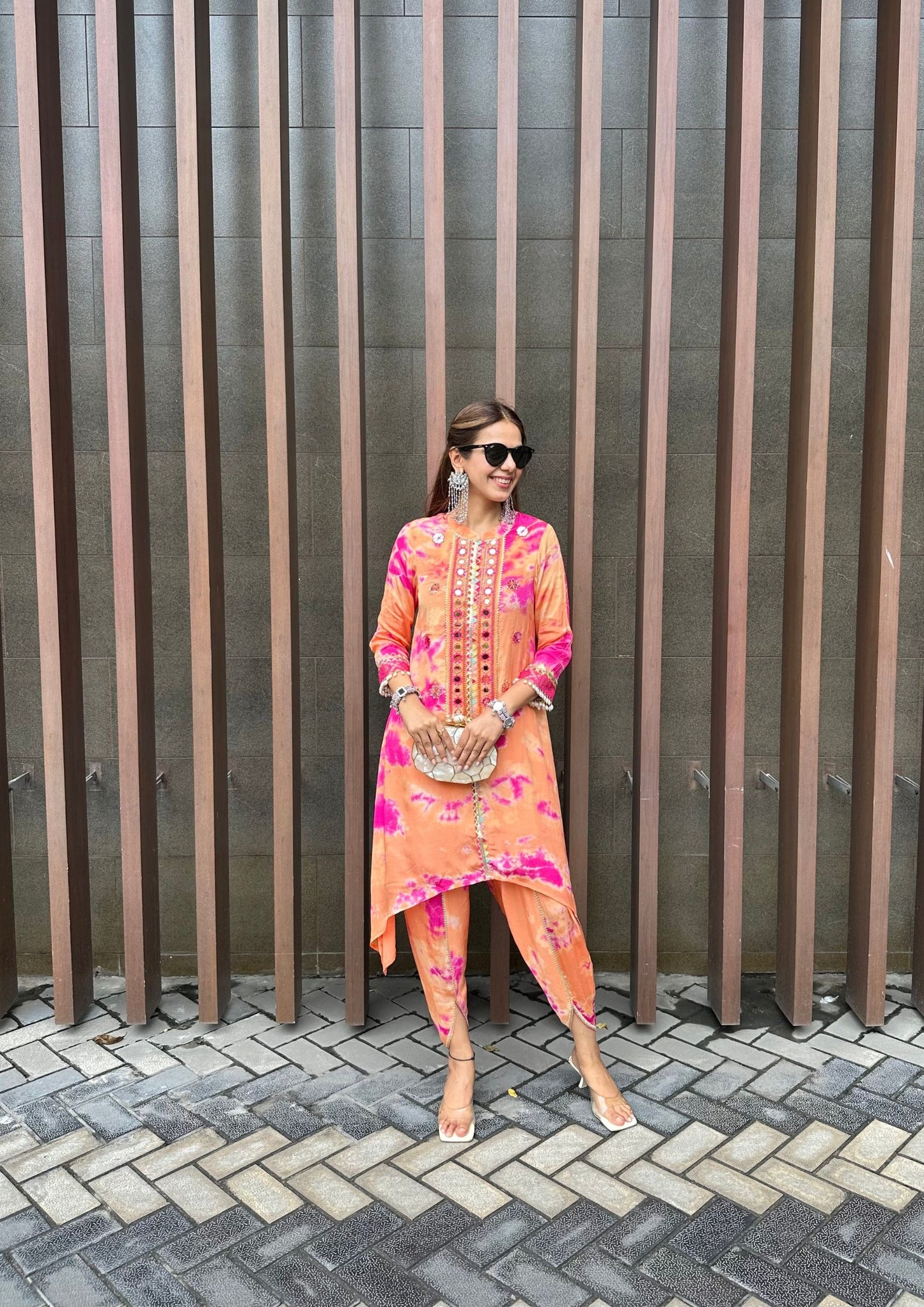 ORANGE & PINK KURTA PANTS SETS