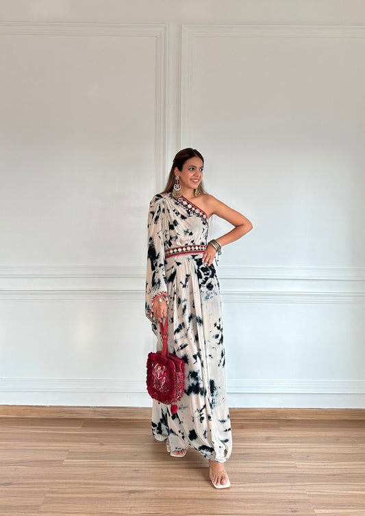 ONE SHOULDER DRAPE DRESS