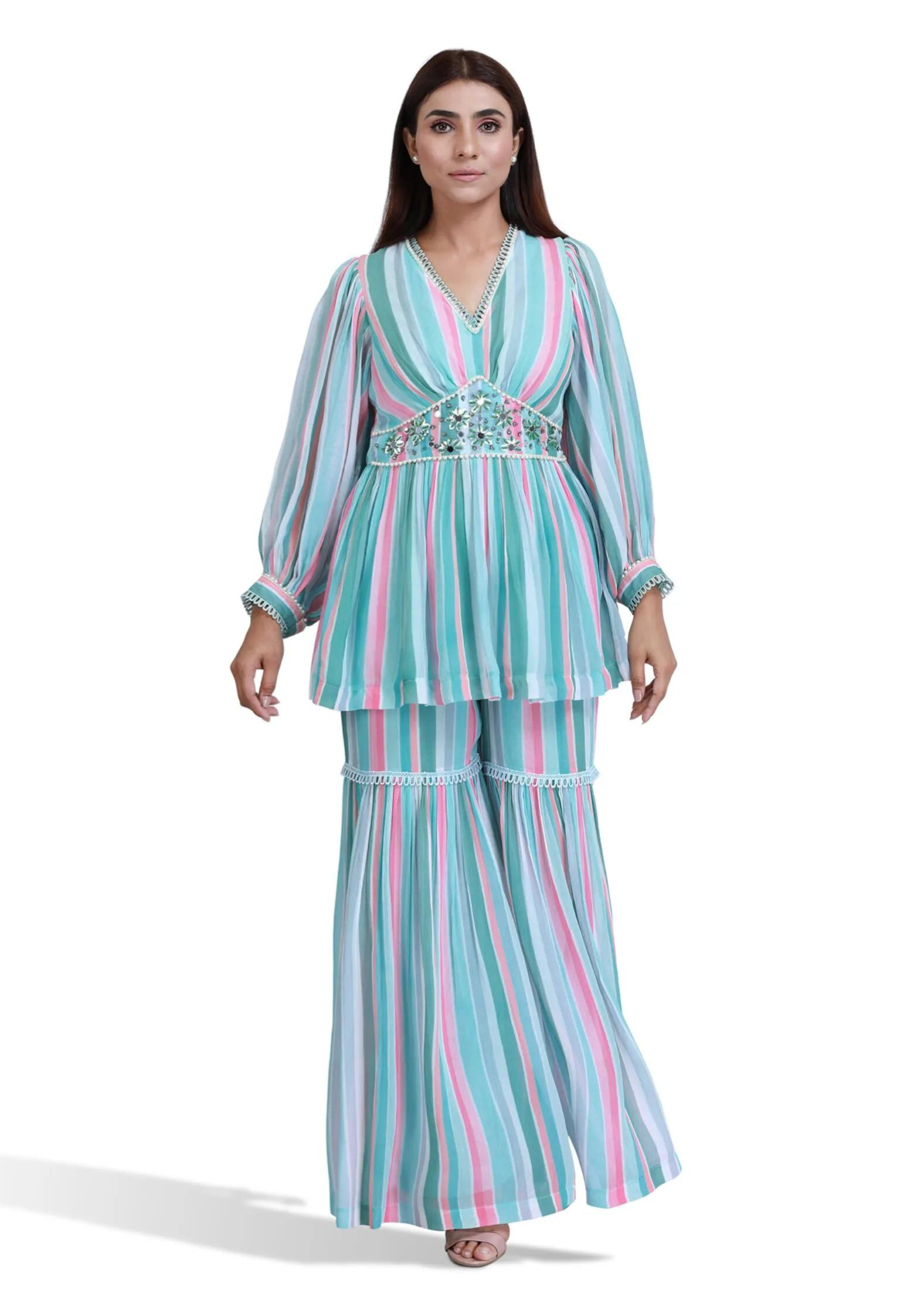 Kiyana Stripe Sharara Set