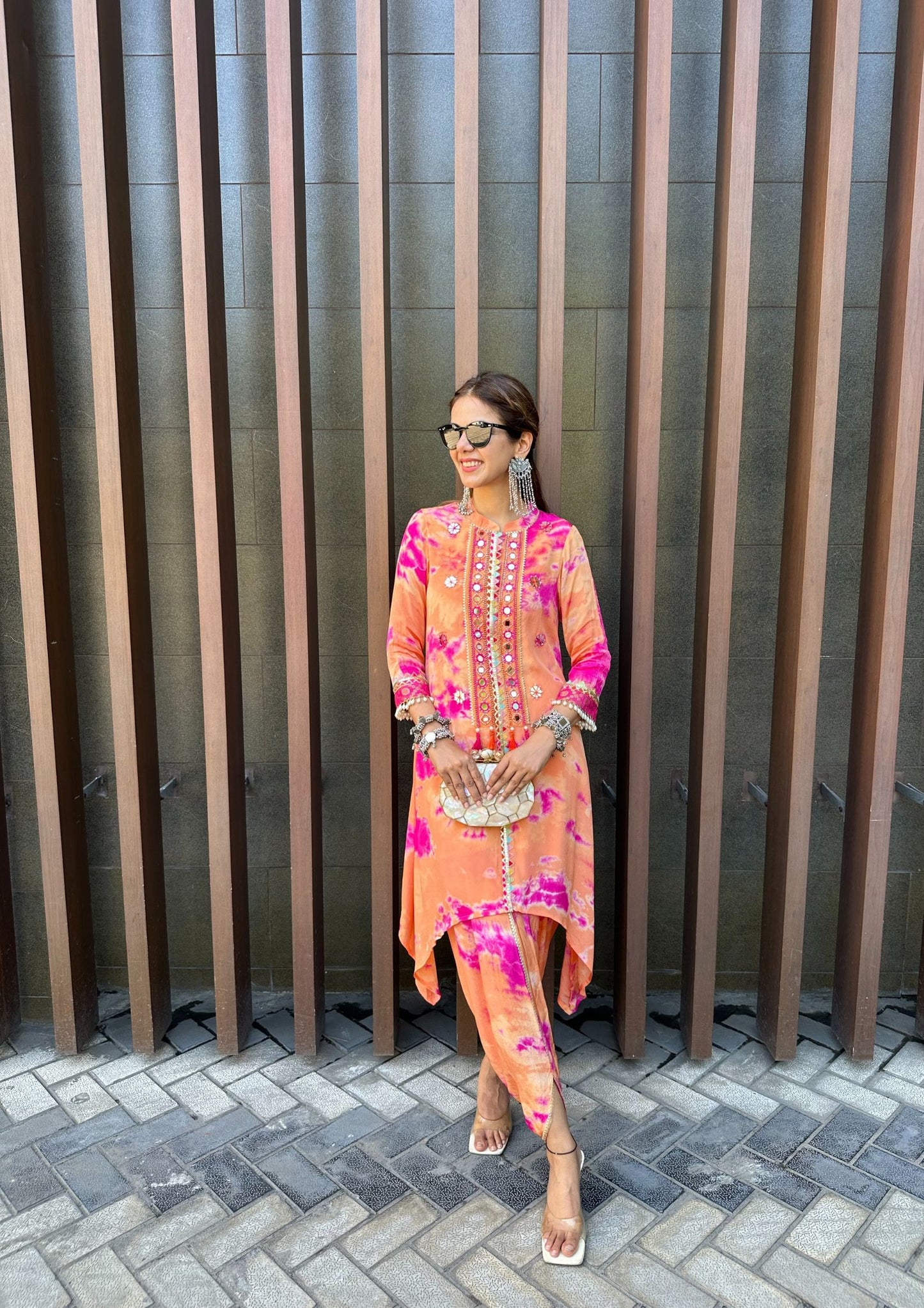 ORANGE & PINK KURTA PANTS SETS