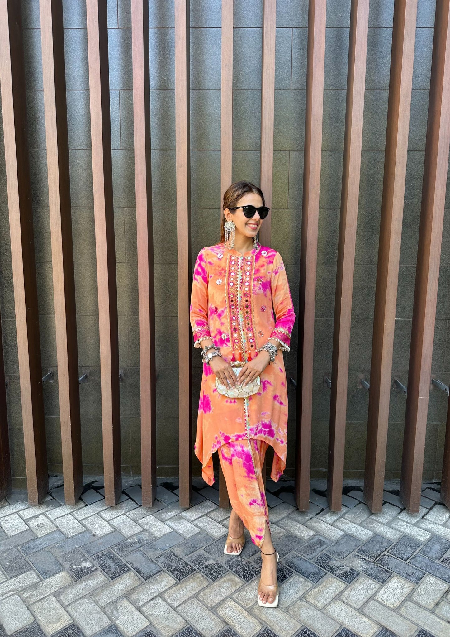 ORANGE & PINK KURTA PANTS SETS