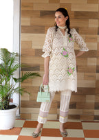 Esha Cotton Kurta with Floral Thread