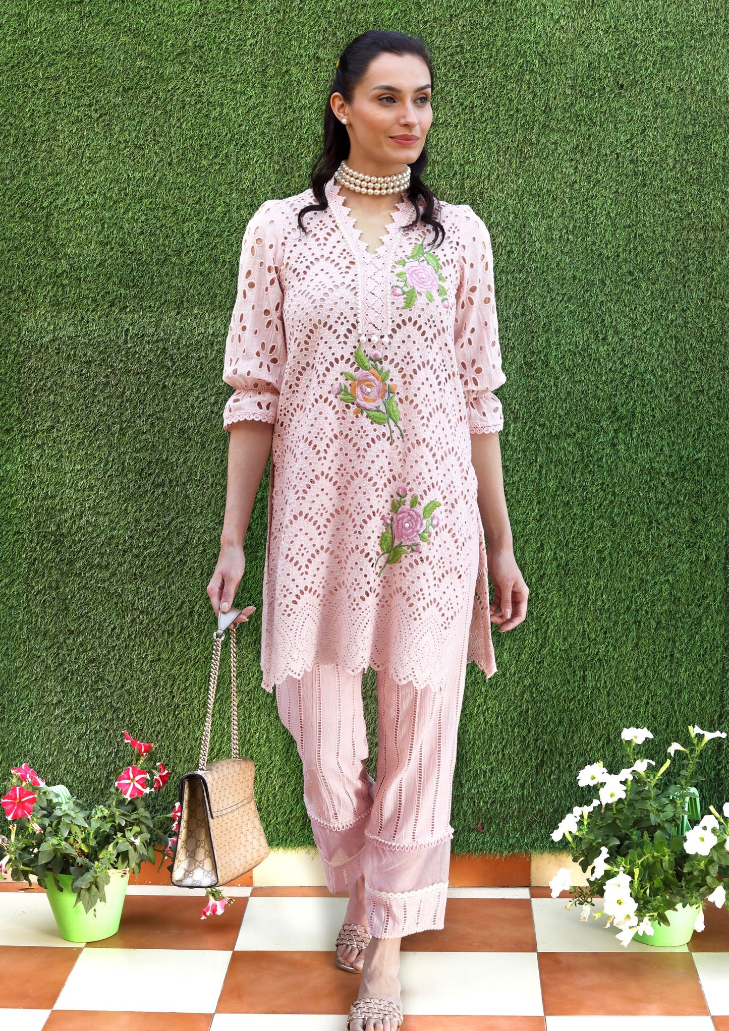 Blush Pink Cotton Cutwork Kurta