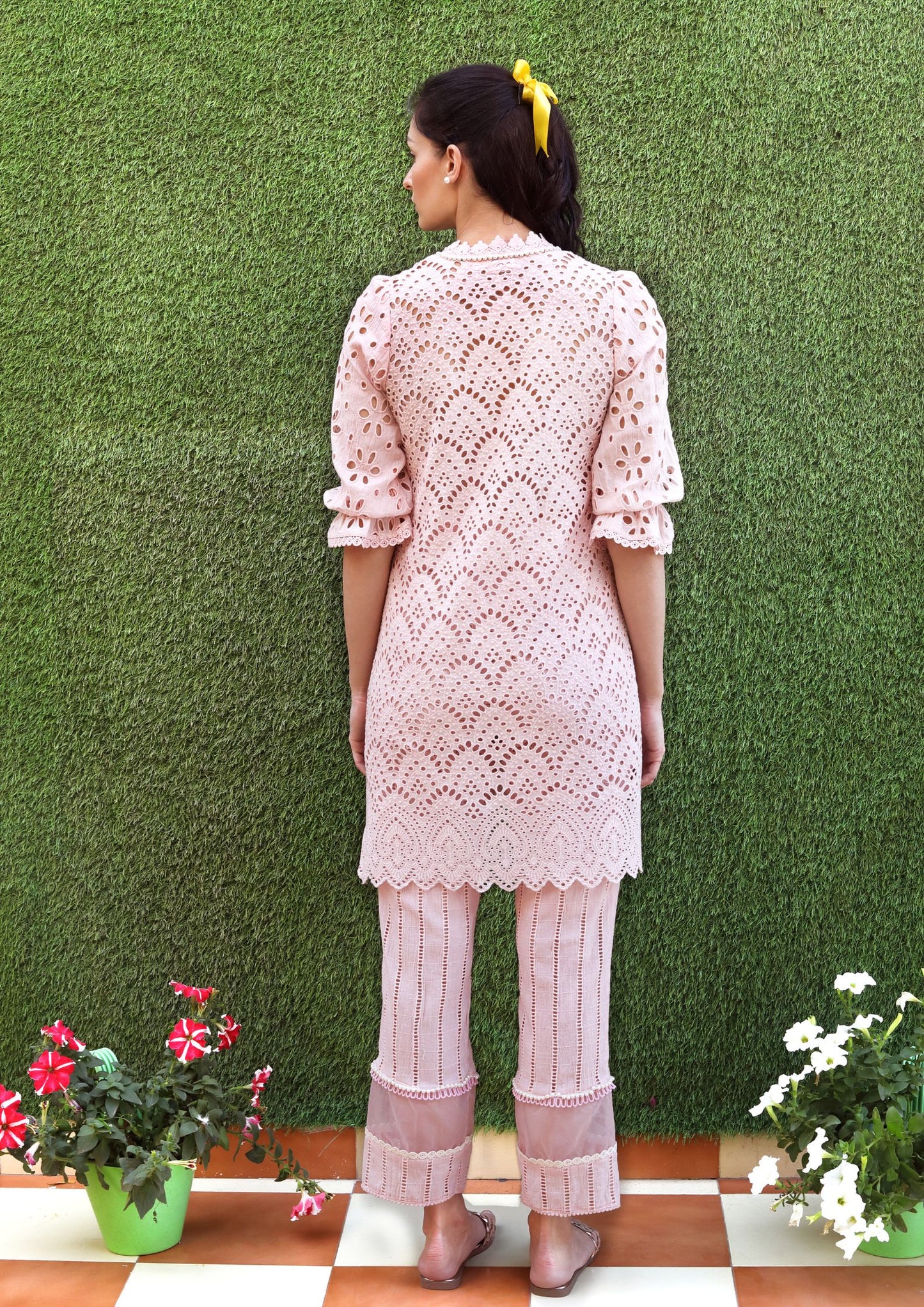 Blush Pink Cotton Cutwork Kurta
