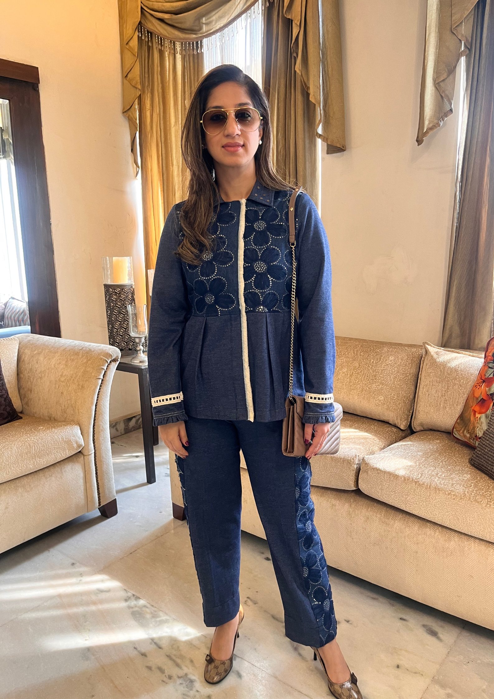 Tisha Denim Peplum Co-ord Set