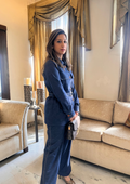 Kaira Denim Trench Co-ord Set in Blue