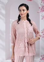 Naina Cotton Cutwork Co-ord Set in Blush Pink