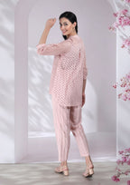 Naina Cotton Cutwork Co-ord Set in Blush Pink