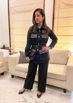 Kaira Denim Trench Co-ord Set in Black