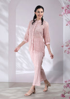 Naina Cotton Cutwork Co-ord Set in Blush Pink