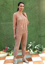 Naina Cotton Cutwork Co-ord Set in Mocha