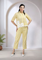 Meera Cotton Cutwork Co-ord Set in Yellow