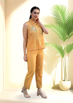 Meera Cotton Cutwork Co-ord Set in Mango Yellow