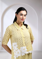 Meera Cotton Cutwork Co-ord Set in Yellow
