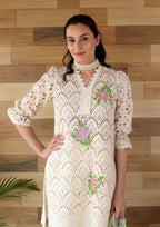 Esha Cotton Kurta with Floral Thread