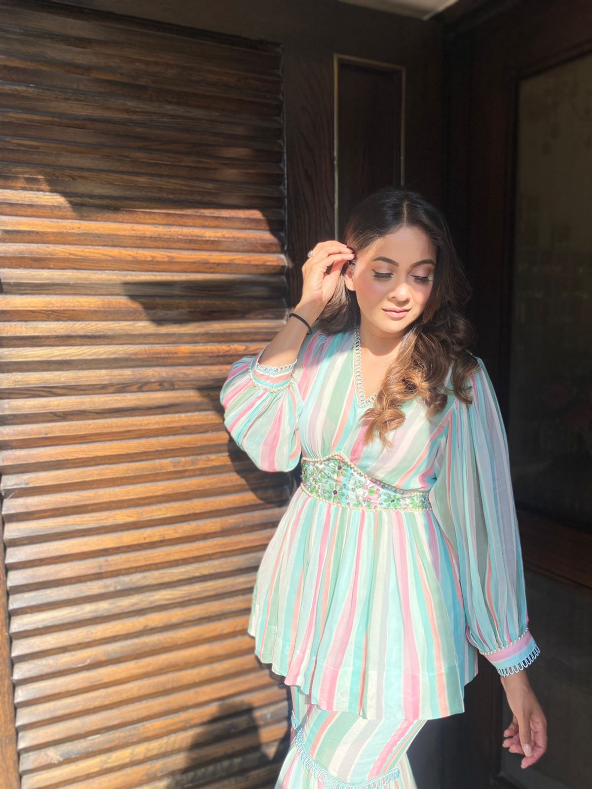 Kiyana Stripe Sharara Set