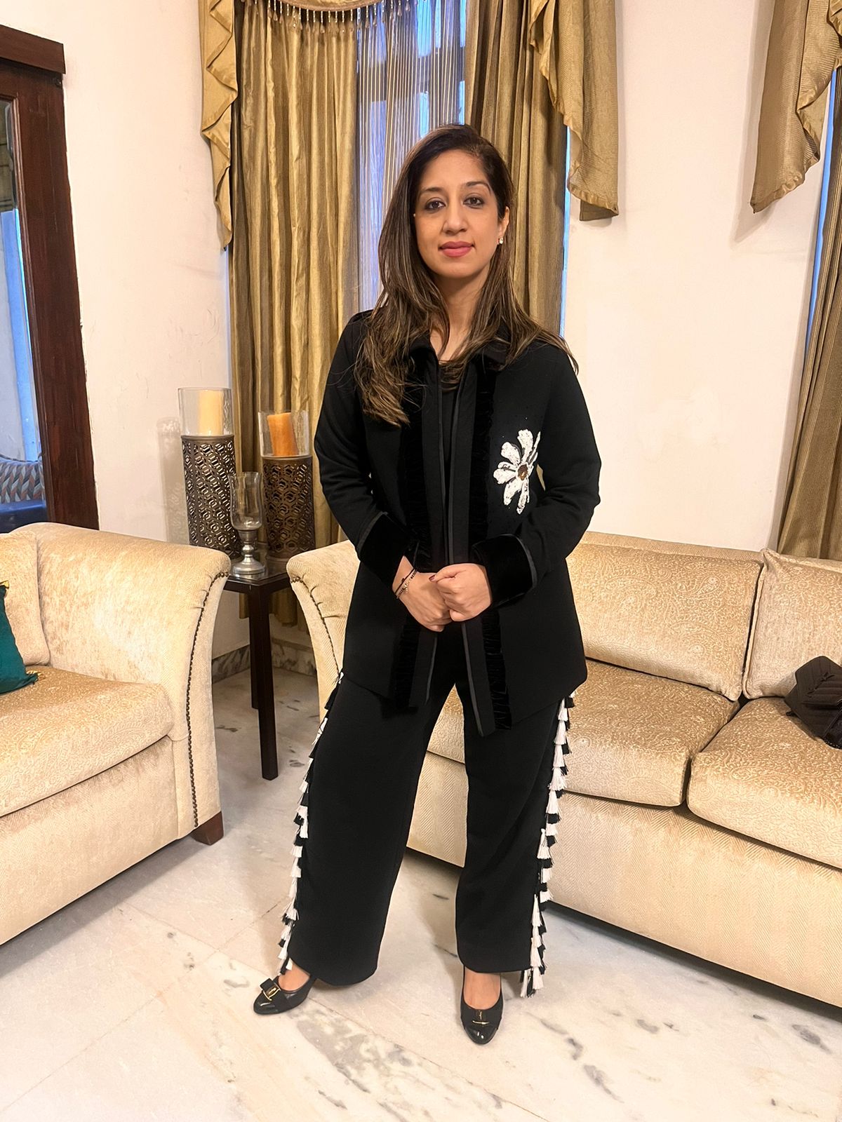 BLACK JERSEY CLOSED JACKET WITH PANTS