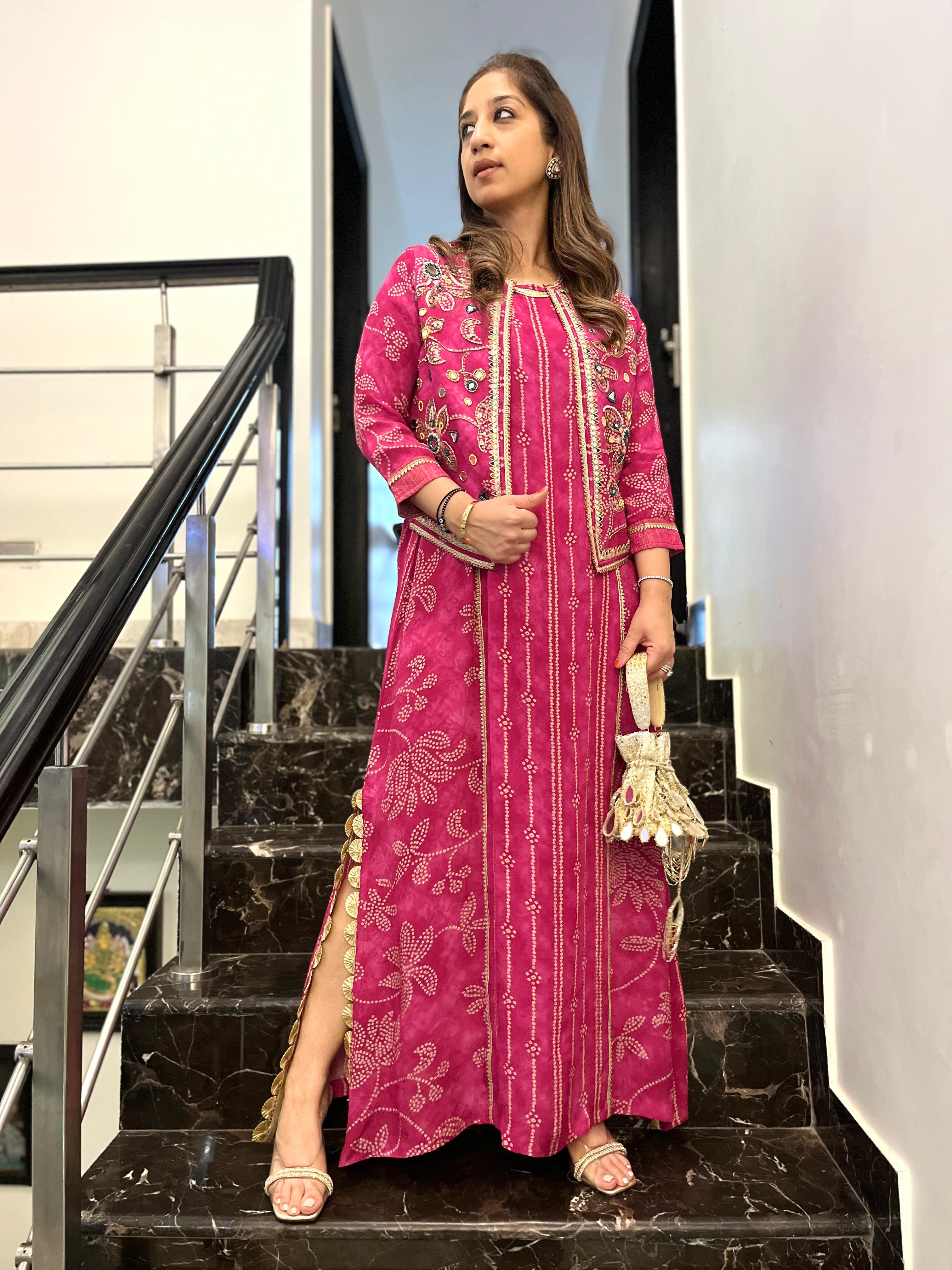 Zehra Bandhini Dress with Jacket