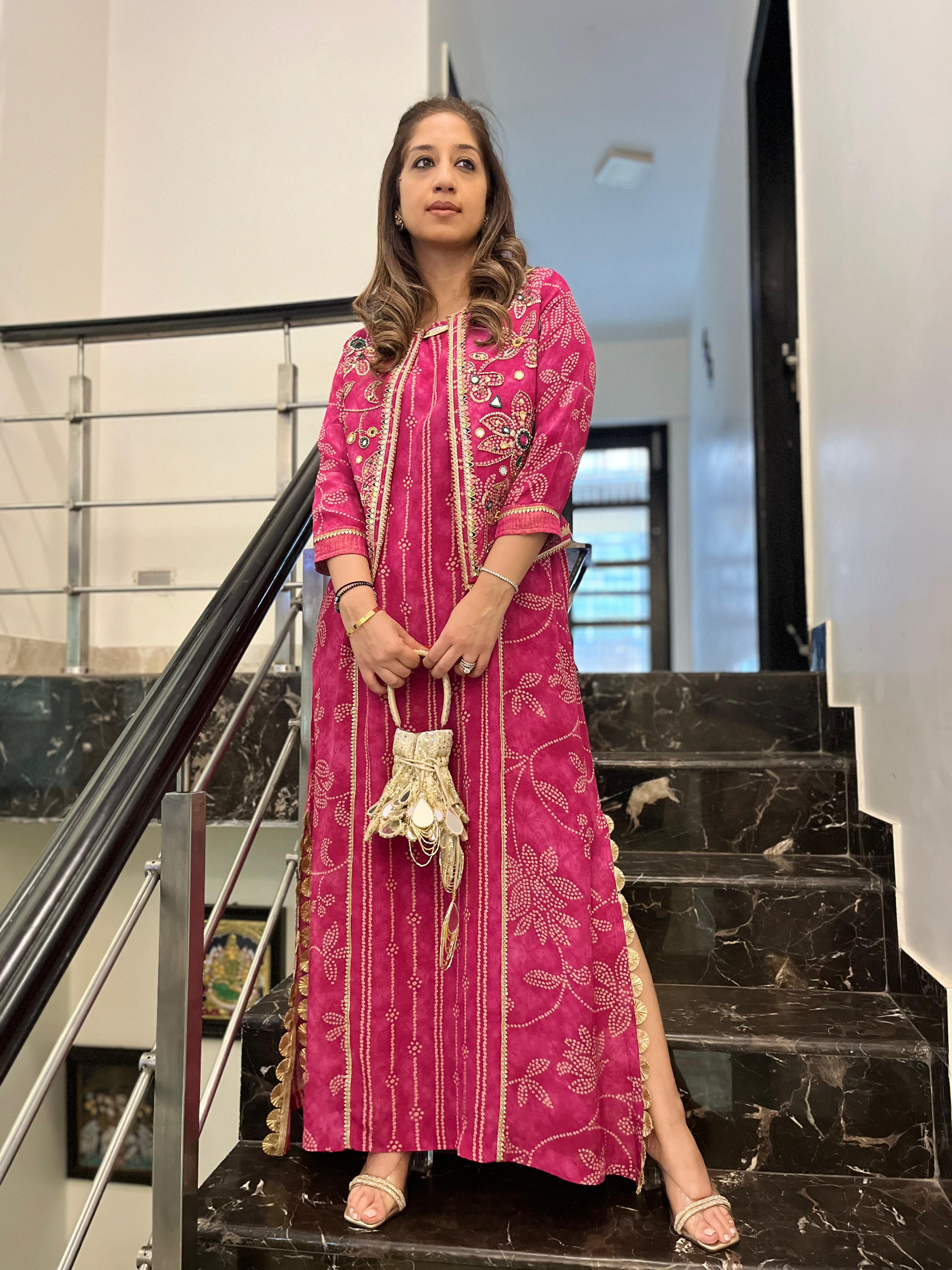 Zehra Bandhini Dress with Jacket